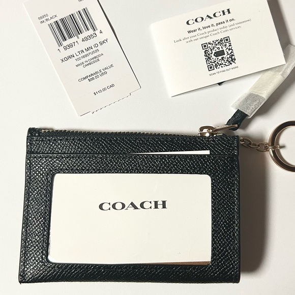 Coach Black Leather Mini Skinny Card Holder NWT - Picture 4 of 4